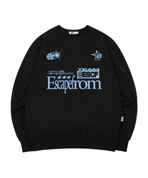 ESCAPEFROM(エスケープフロム)の「ESCF スポーツプリント スウェット ブラック(スウェット・レディース・その他・MEDIUM/LARGE)」の1枚目の写真