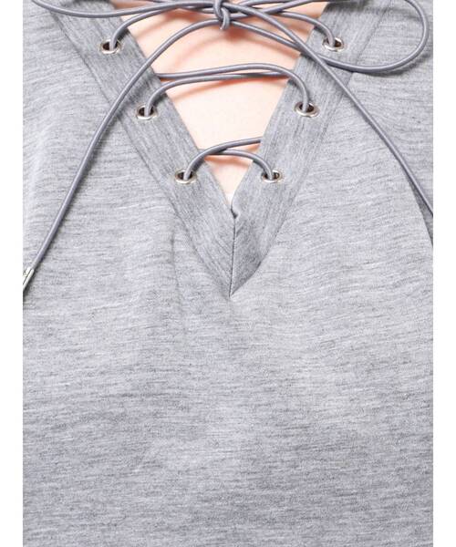 MURUA(ムルーア)の「デザインレースアップミニワンピース(ワンピース・レディース・グレー/ブラック・FREE)」の16枚目の写真