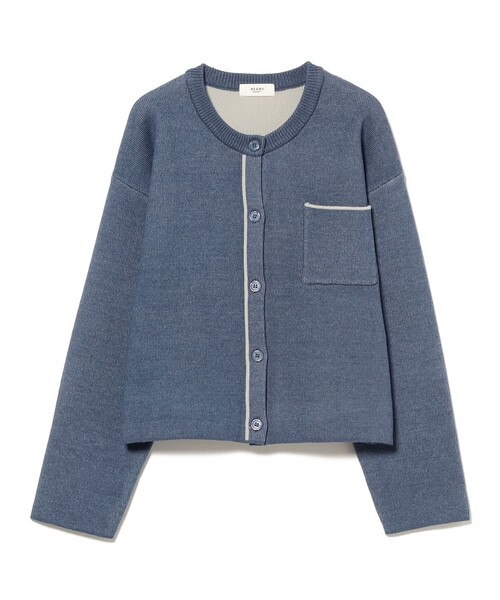BEAMS HEART(ビームスハート)の「バイカラー ニット カーディガン(カーディガン/ボレロ・レディース・ブルー/チャコールグレー/ホワイト系その他5・FREE)」の2枚目の写真