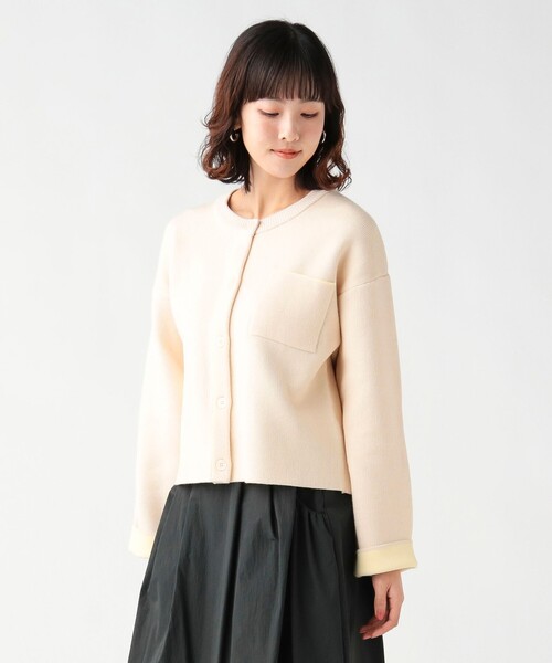 BEAMS HEART(ビームスハート)の「バイカラー ニット カーディガン(カーディガン/ボレロ・レディース・ブルー/チャコールグレー/ホワイト系その他5・FREE)」の7枚目の写真