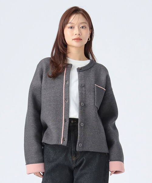 BEAMS HEART(ビームスハート)の「バイカラー ニット カーディガン(カーディガン/ボレロ・レディース・ブルー/チャコールグレー/ホワイト系その他5・FREE)」の20枚目の写真