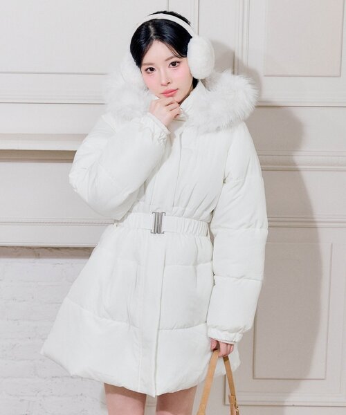 セール】ウエストベルト付き中綿コート（ダウンジャケット/コート