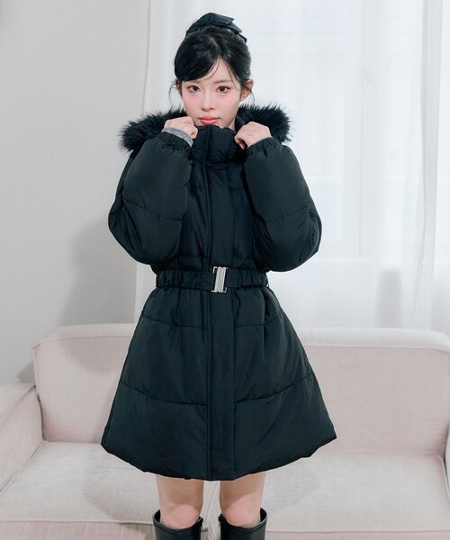 セール】ウエストベルト付き中綿コート（ダウンジャケット/コート