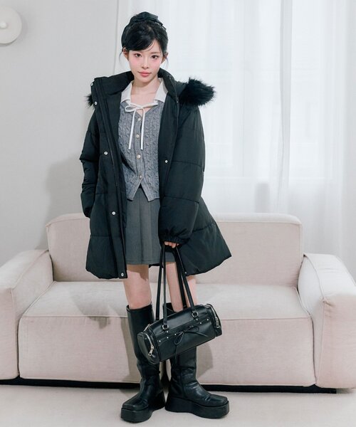 セール】ウエストベルト付き中綿コート（ダウンジャケット/コート