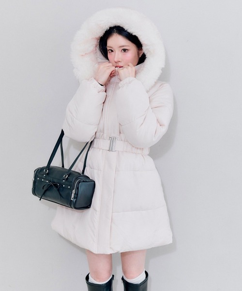 セール】ウエストベルト付き中綿コート（ダウンジャケット/コート