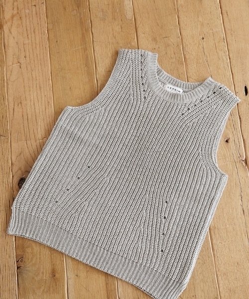 LEPSIM（レプシィム）の「5Gリリーヤーンベスト　710151（ベスト・レディース・オフホワイト/グレー/ダークネイビー・FREE）」の5枚目の写真