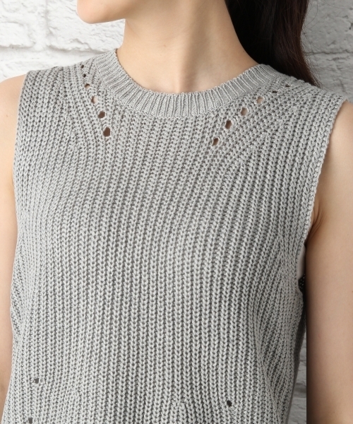 LEPSIM（レプシィム）の「5Gリリーヤーンベスト　710151（ベスト・レディース・オフホワイト/グレー/ダークネイビー・FREE）」の11枚目の写真