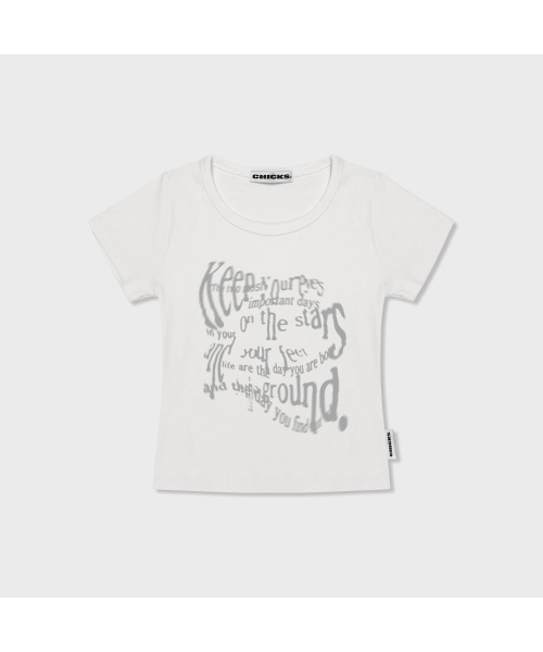 CHICKS(チックス)の「キープユアリターン スリムフィット 半袖Tシャツ ホワイト(Tシャツ/カットソー・レディース・ホワイト・FREE)」の2枚目の写真