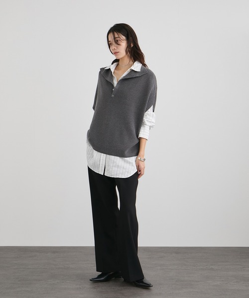 SALON adam et rope'（サロン アダム エ ロペ）の「コットンシルクカシミヤ２WAYジレプルオーバー（ニット/セーター・レディース・グレー/ベージュ・FREE）」の5枚目の写真