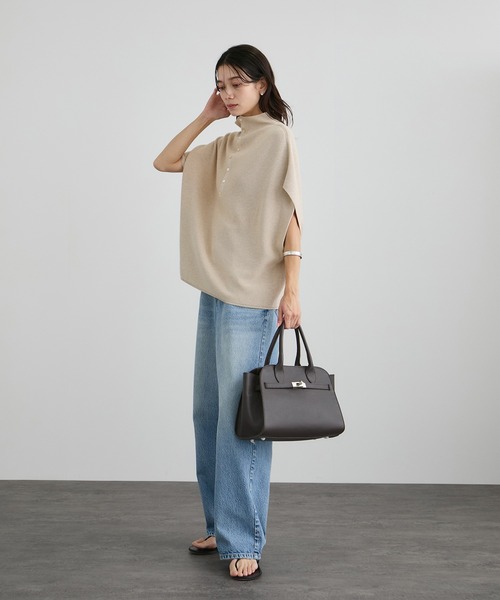 SALON adam et rope'（サロン アダム エ ロペ）の「コットンシルクカシミヤ２WAYジレプルオーバー（ニット/セーター・レディース・グレー/ベージュ・FREE）」の10枚目の写真