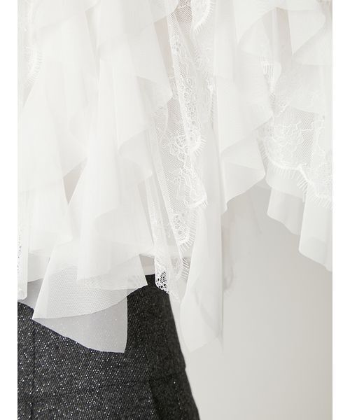 FRAY I.D(フレイアイディー)の「Multi wayチュールフリルブラウス(シャツ/ブラウス・レディース・ブラック/ホワイト・F)」の9枚目の写真