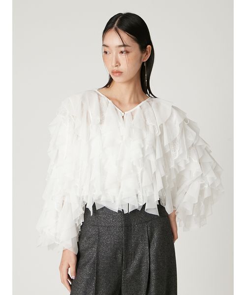 FRAY I.D(フレイアイディー)の「Multi wayチュールフリルブラウス(シャツ/ブラウス・レディース・ブラック/ホワイト・F)」の21枚目の写真