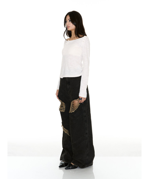 SETSETSET(セットセットセット)の「SLIT SNAP T-SHIRT IVORY(Tシャツ/カットソー・レディース・その他・MEDIUM/SMALL)」の3枚目の写真