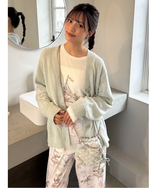 snidel  カーディガン ルームウェア スナイデルホーム WarmMisty 吸湿発熱 ハートボタンカーディガン