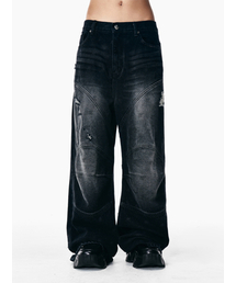 LOGO PRINT PANELED PANTS BLACK