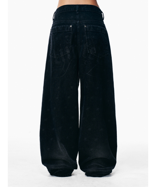 YEEL（ワイイーイーエル）の「LOGO PRINT PANELED PANTS BLACK（デニムパンツ・レディース・その他・SMALL/MEDIUM）」の3枚目の写真