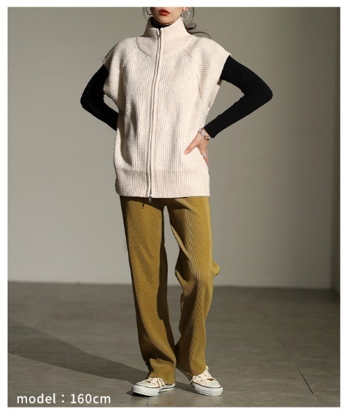 Sawa a la mode(サワアラモード)の「ダブルジップハイネックニットベスト(ベスト・レディース・グレー・FREE)」の13枚目の写真