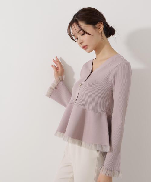 PROPORTION BODY DRESSING(プロポーションボディドレッシング)の「シアー切替ペプラムニット / 1216170108(ニット/セーター・レディース・ブラウン系その他/ブルー/グレー/ピンク/ホワイト系その他・FREE)」の8枚目の写真