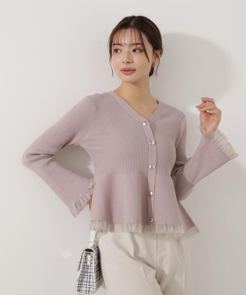 PROPORTION BODY DRESSING(プロポーションボディドレッシング)の「シアー切替ペプラムニット / 1216170108(ニット/セーター・レディース・ブラウン系その他/ブルー/グレー/ピンク/ホワイト系その他・FREE)」の9枚目の写真