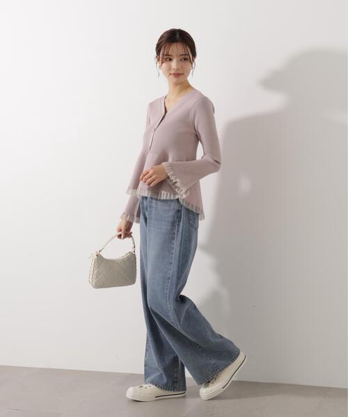 PROPORTION BODY DRESSING(プロポーションボディドレッシング)の「シアー切替ペプラムニット / 1216170108(ニット/セーター・レディース・ブラウン系その他/ブルー/グレー/ピンク/ホワイト系その他・FREE)」の11枚目の写真