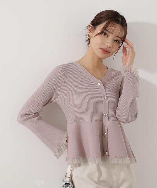 PROPORTION BODY DRESSING(プロポーションボディドレッシング)の「シアー切替ペプラムニット / 1216170108(ニット/セーター・レディース・ブラウン系その他/ブルー/グレー/ピンク/ホワイト系その他・FREE)」の5枚目の写真