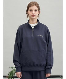 RE braces logo half zipup mtm (navy)
