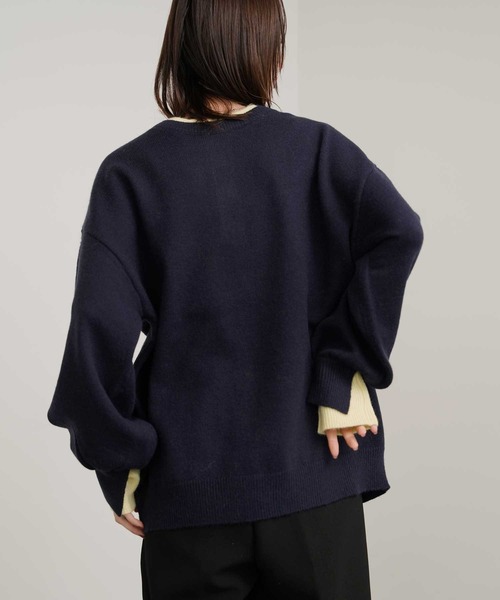 Bulue.(ブルー)の「【Bulue.】前後2wayレイヤード風ニット(ニット/セーター・レディース・ベージュ/ネイビー/ミント/杢グレー・FREE)」の10枚目の写真