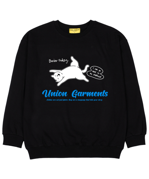 Union Garments(ユニオンガーメンツ)の「ボリングデイ 裏毛 オーバーサイズ スウェット Tシャツ ブラック(スウェット・レディース・その他・MEDIUM/LARGE/X-LARGE/XX-LARGE)」の1枚目の写真