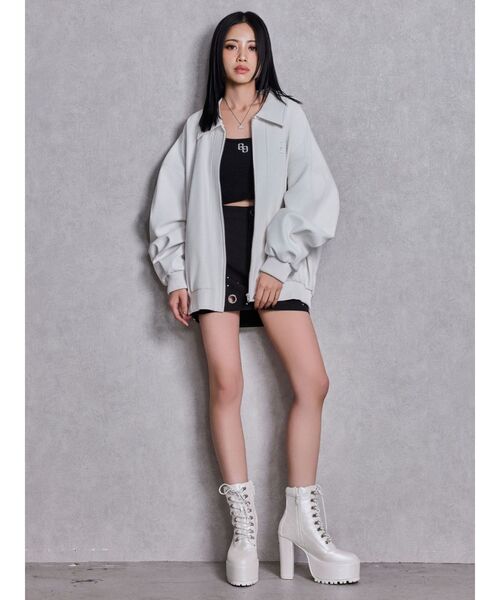 GYDA(ジェイダ)の「shiny lace upタンクソールショートブーツ(ブーツ・レディース・オフホワイト/ブラック・LARGE/MEDIUM/SMALL)」の12枚目の写真
