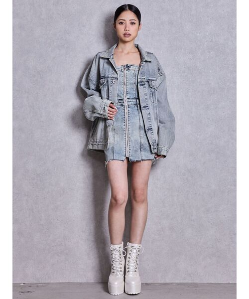 GYDA(ジェイダ)の「shiny lace upタンクソールショートブーツ(ブーツ・レディース・オフホワイト/ブラック・LARGE/MEDIUM/SMALL)」の9枚目の写真