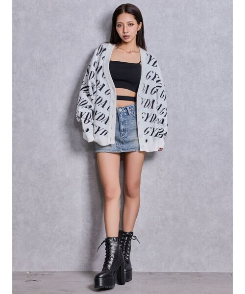 GYDA（ジェイダ）の「shiny lace upタンクソールショートブーツ（ブーツ・レディース・オフホワイト/ブラック・LARGE/MEDIUM/SMALL）」の4枚目の写真