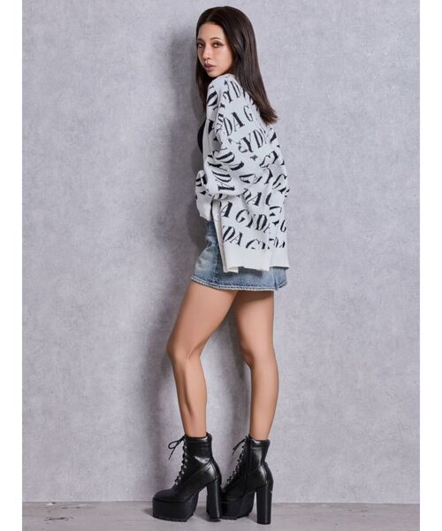 GYDA（ジェイダ）の「shiny lace upタンクソールショートブーツ（ブーツ・レディース・オフホワイト/ブラック・LARGE/MEDIUM/SMALL）」の5枚目の写真