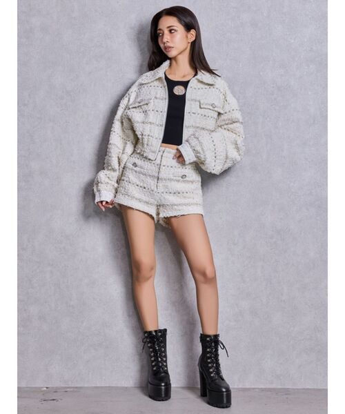 GYDA（ジェイダ）の「shiny lace upタンクソールショートブーツ（ブーツ・レディース・オフホワイト/ブラック・LARGE/MEDIUM/SMALL）」の12枚目の写真