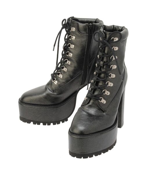 GYDA(ジェイダ)の「shiny lace upタンクソールショートブーツ(ブーツ・レディース・オフホワイト/ブラック・LARGE/MEDIUM/SMALL)」の18枚目の写真