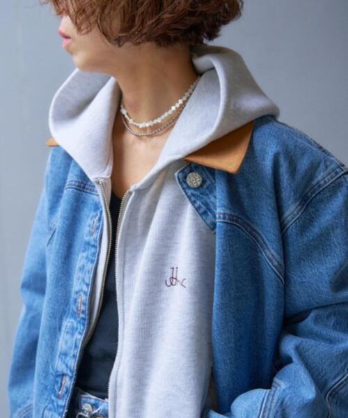 jj mercer（ジェイジェイマーサー）の「JJMERCER (ジェイジェイマーサー) 別注パーカー（ニット/セーター・レディース・グレー/レッド・F）」の12枚目の写真