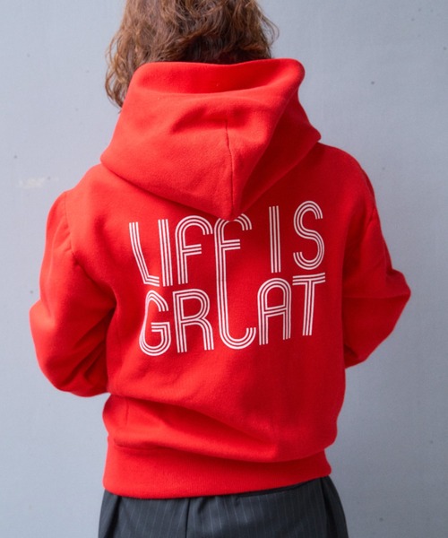 jj mercer（ジェイジェイマーサー）の「JJMERCER (ジェイジェイマーサー) 別注パーカー（ニット/セーター・レディース・グレー/レッド・F）」の2枚目の写真