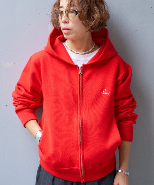 jj mercer（ジェイジェイマーサー）の「JJMERCER (ジェイジェイマーサー) 別注パーカー（ニット/セーター・レディース・グレー/レッド・F）」の6枚目の写真