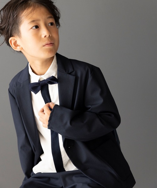 ARCH & LINE（アーチアンドライン）の「《環境配慮素材》B GREEN JACKET オンオフ兼用 セットアップ対応［100-145cm］（テーラードジャケット・キッズ・ダークネイビー/ブラック・145/125/135）」の2枚目の写真