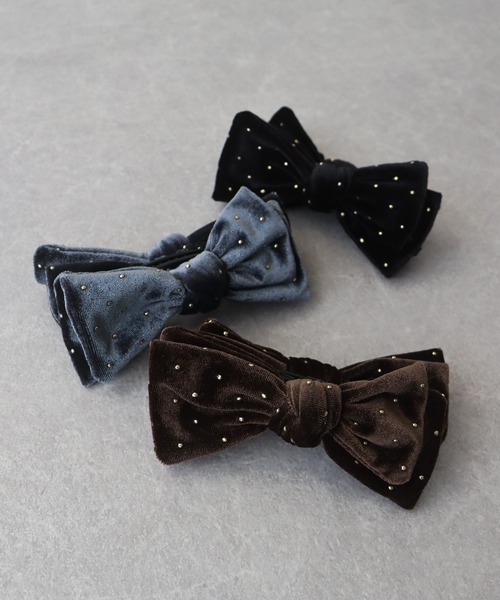 BLUEEAST（ブルーイースト）の「スタッズベロアバナナクリップ（バレッタ/ヘアクリップ・レディース・ブラウン/グレー/ブラック・FREE）」の15枚目の写真