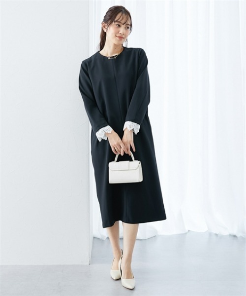 7days Life Styling(セブンデイズライフスタイリング)の「レースカフスストレッチワンピース(ワンピース・レディース・ブラック/ネイビー・3L/LL/L/M)」の18枚目の写真