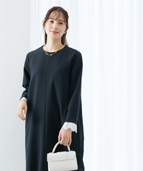 7days Life Styling(セブンデイズライフスタイリング)の「レースカフスストレッチワンピース(ワンピース・レディース・ブラック/ネイビー・3L/LL/L/M)」の19枚目の写真