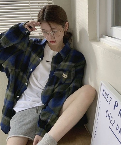 inst.ALL(インストール)の「春も使える!フラップチェックシャツ(シャツ/ブラウス・レディース・ブルー/オレンジ・M)」の4枚目の写真
