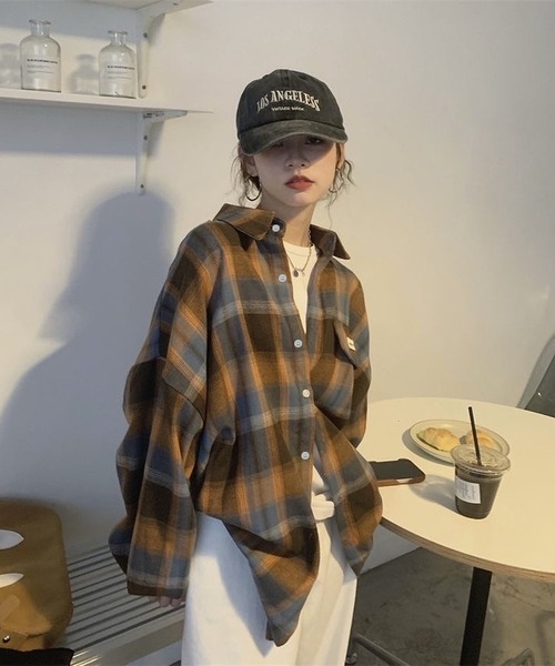 inst.ALL(インストール)の「春も使える!フラップチェックシャツ(シャツ/ブラウス・レディース・ブルー/オレンジ・M)」の15枚目の写真