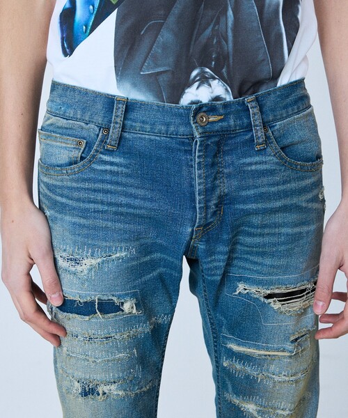 5351 POUR LES HOMMES（ゴーサンゴーイチプールオム）の「【サイドジップ】ダメージ スキニー デニム（デニムパンツ・メンズ・ライトブルー・44/46/48/50）」の10枚目の写真