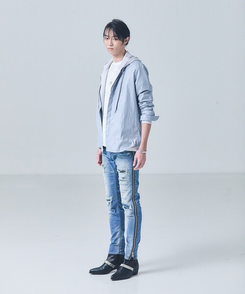 5351 POUR LES HOMMES(ゴーサンゴーイチプールオム)の「【サイドジップ】ダメージ スキニー デニム(デニムパンツ・メンズ・ライトブルー・44/46/48/50)」の16枚目の写真
