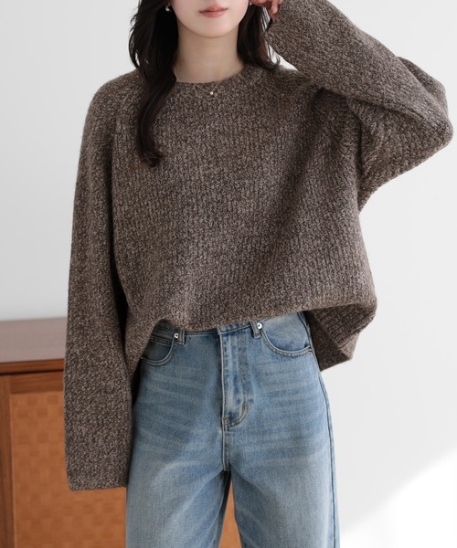 SUNFLOWER EIGHT(サンフラワーエイト)の「ゆるシルエットニットプルオーバー(ニット/セーター・レディース・ネイビー/ボルドー/ブラウン・M)」の1枚目の写真