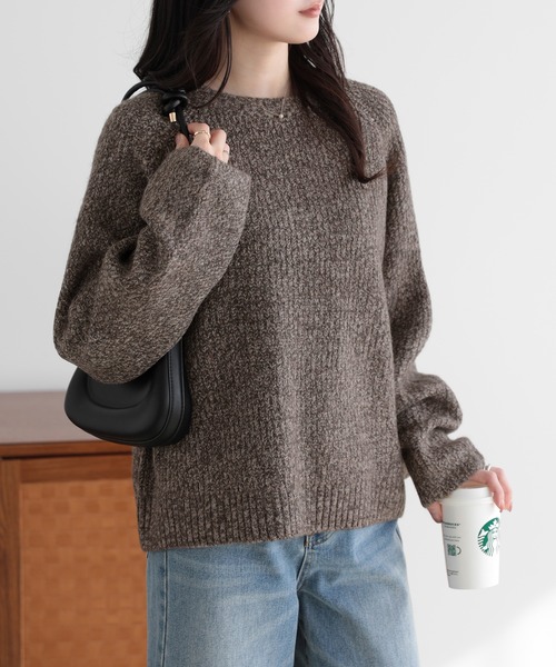 SUNFLOWER EIGHT(サンフラワーエイト)の「ゆるシルエットニットプルオーバー(ニット/セーター・レディース・ネイビー/ボルドー/ブラウン・M)」の4枚目の写真