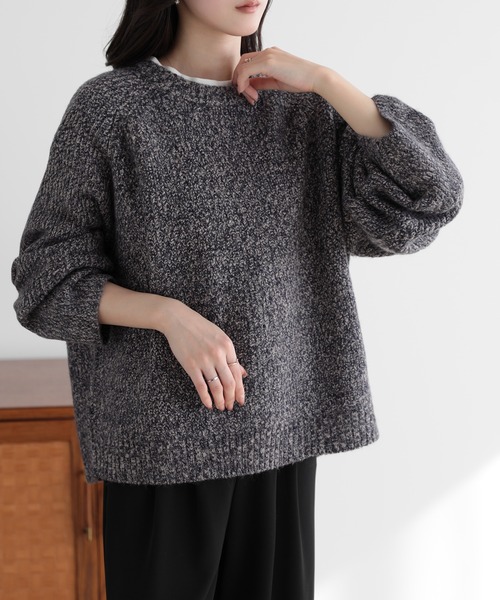 SUNFLOWER EIGHT(サンフラワーエイト)の「ゆるシルエットニットプルオーバー(ニット/セーター・レディース・ネイビー/ボルドー/ブラウン・M)」の8枚目の写真