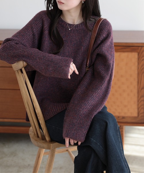 SUNFLOWER EIGHT(サンフラワーエイト)の「ゆるシルエットニットプルオーバー(ニット/セーター・レディース・ネイビー/ボルドー/ブラウン・M)」の12枚目の写真