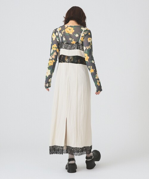 Ray BEAMS（レイビームス）の「レース キリカエ キャミワンピース（ワンピース・レディース・ブラック/オフホワイト・0/1）」の6枚目の写真